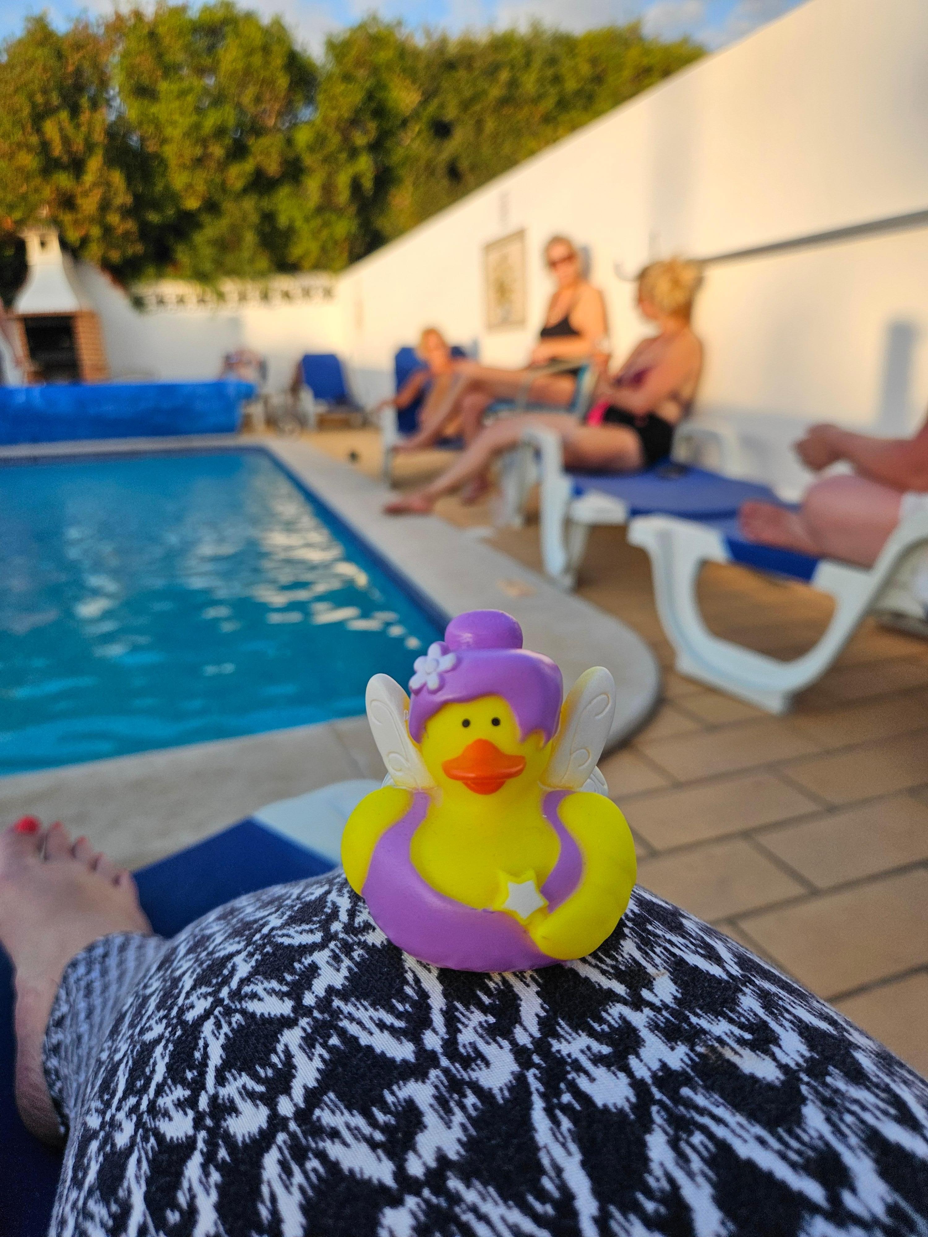 Relaxing by the pool