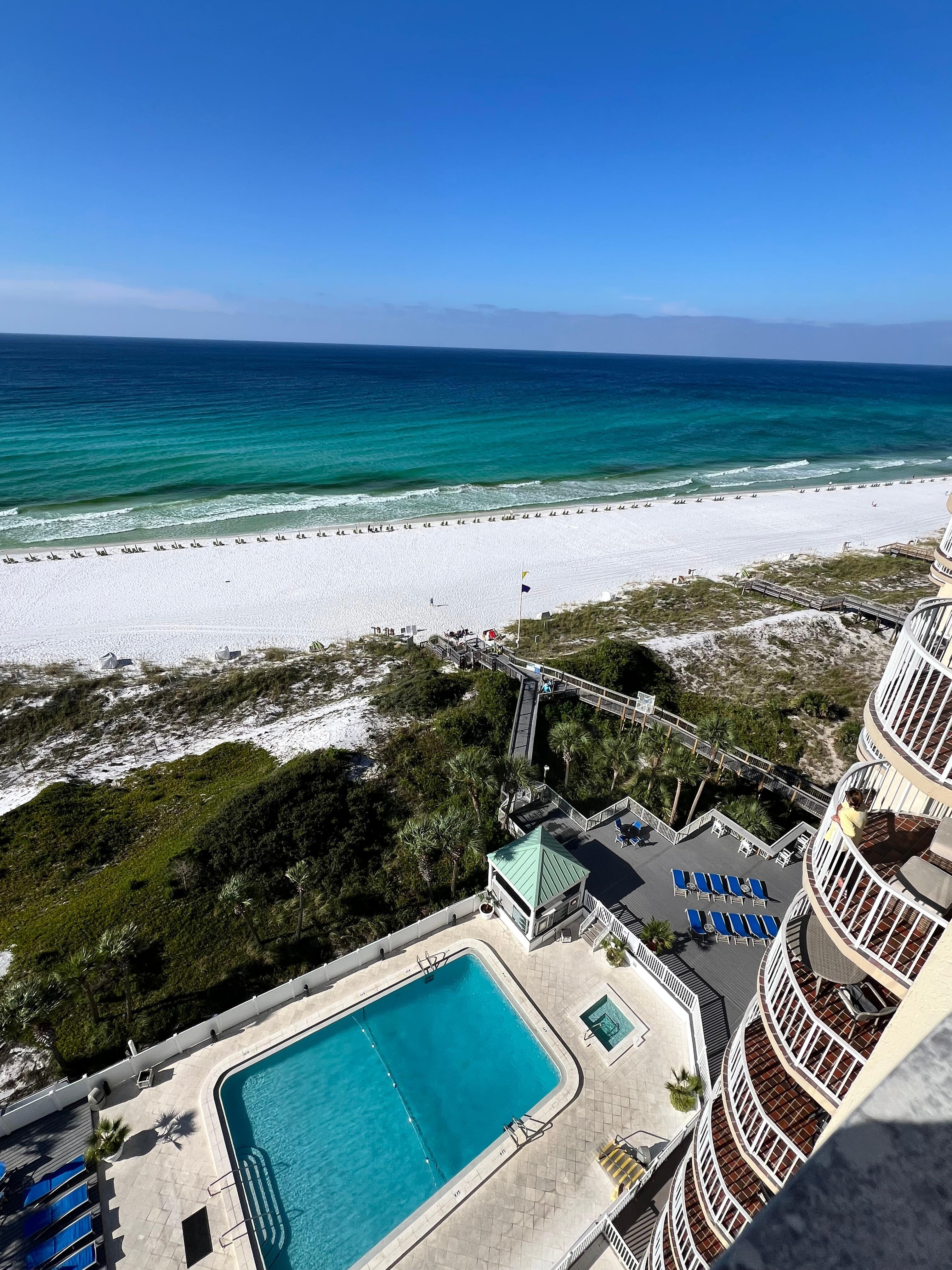 Looking down at the pool