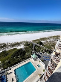 Looking down at the pool