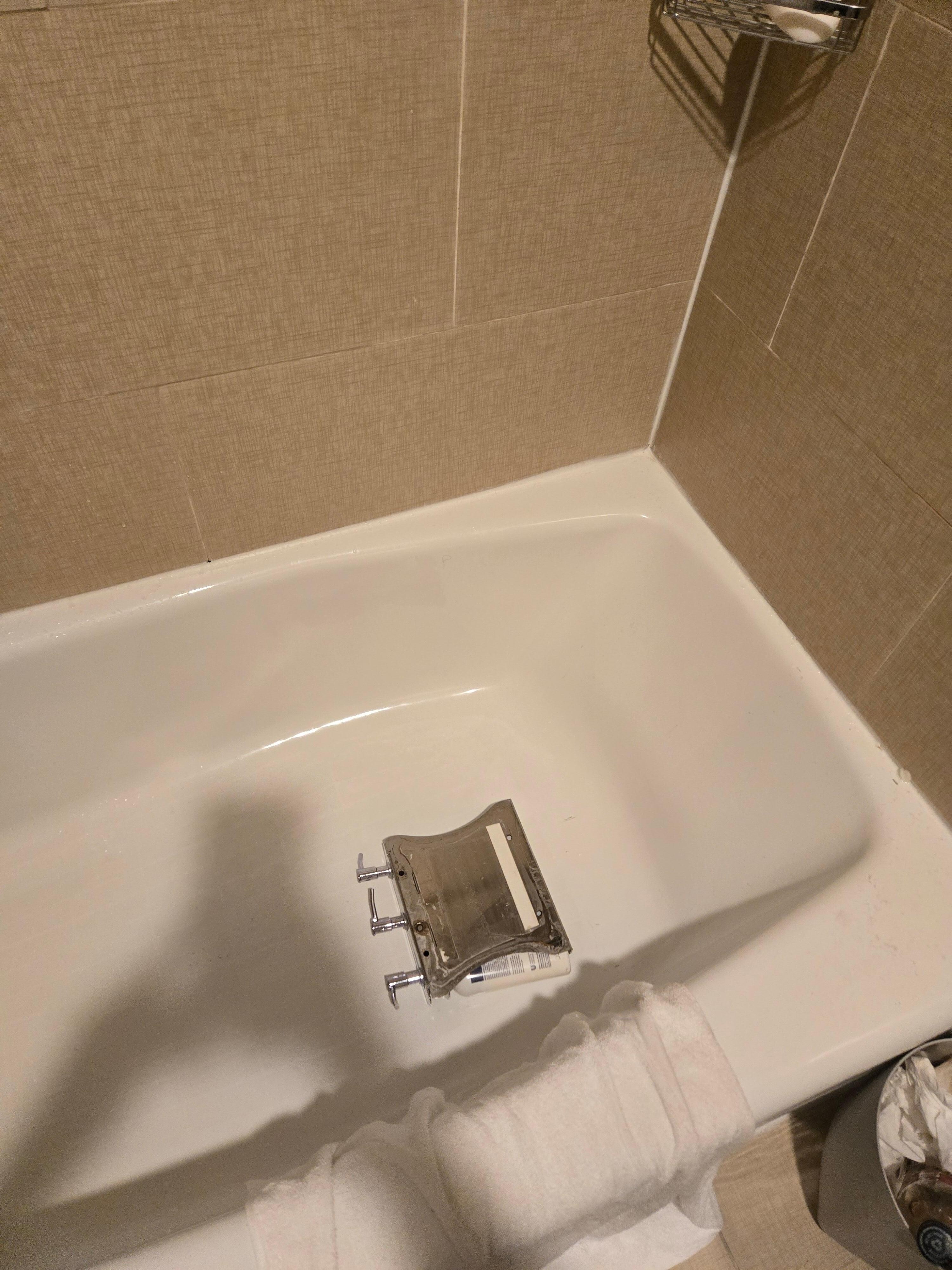 The shower caddy fell off on our last night there. Almost fell on my daughters foot.
