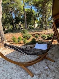 hammock outside tent