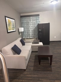 Living room with fridge and sink/ microwave