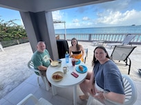 Breakfast on the patio. Just a short walk to the bakery for croissants.