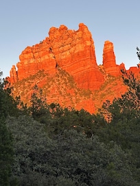 Just before sunset Snoopy Rock looks like it's on fire