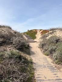 The walk over the dunes is only 90 seconds from porch to beach