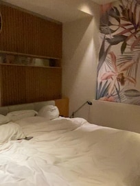 Superior room, had a very comfortable bed. Plenty of power outlets by the bed on both sides too.