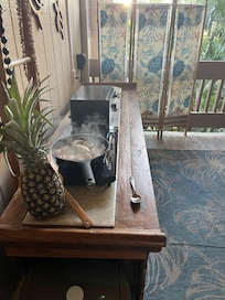 Kitchen set up on covered lanai