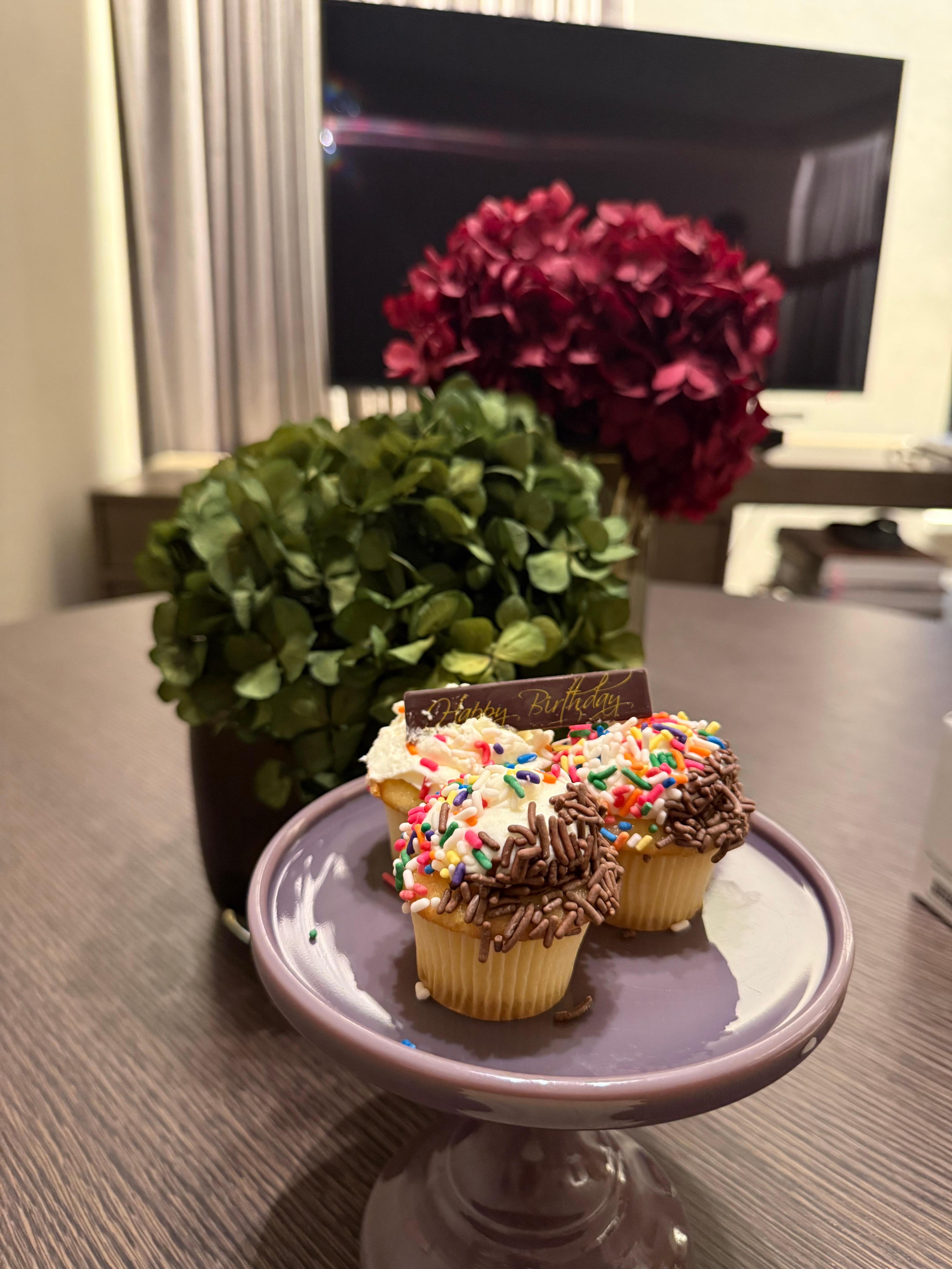 Welcome birthday cupcakes.