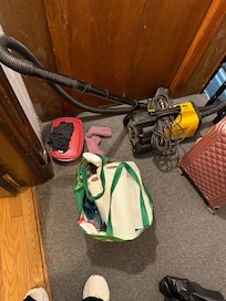 Cleaning supplies left outside the door