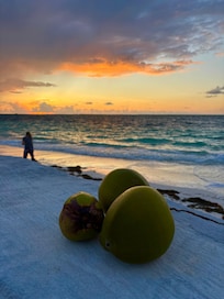 Enjoying a sunrise from the beach out back.