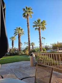 Pleasant seating area out front.