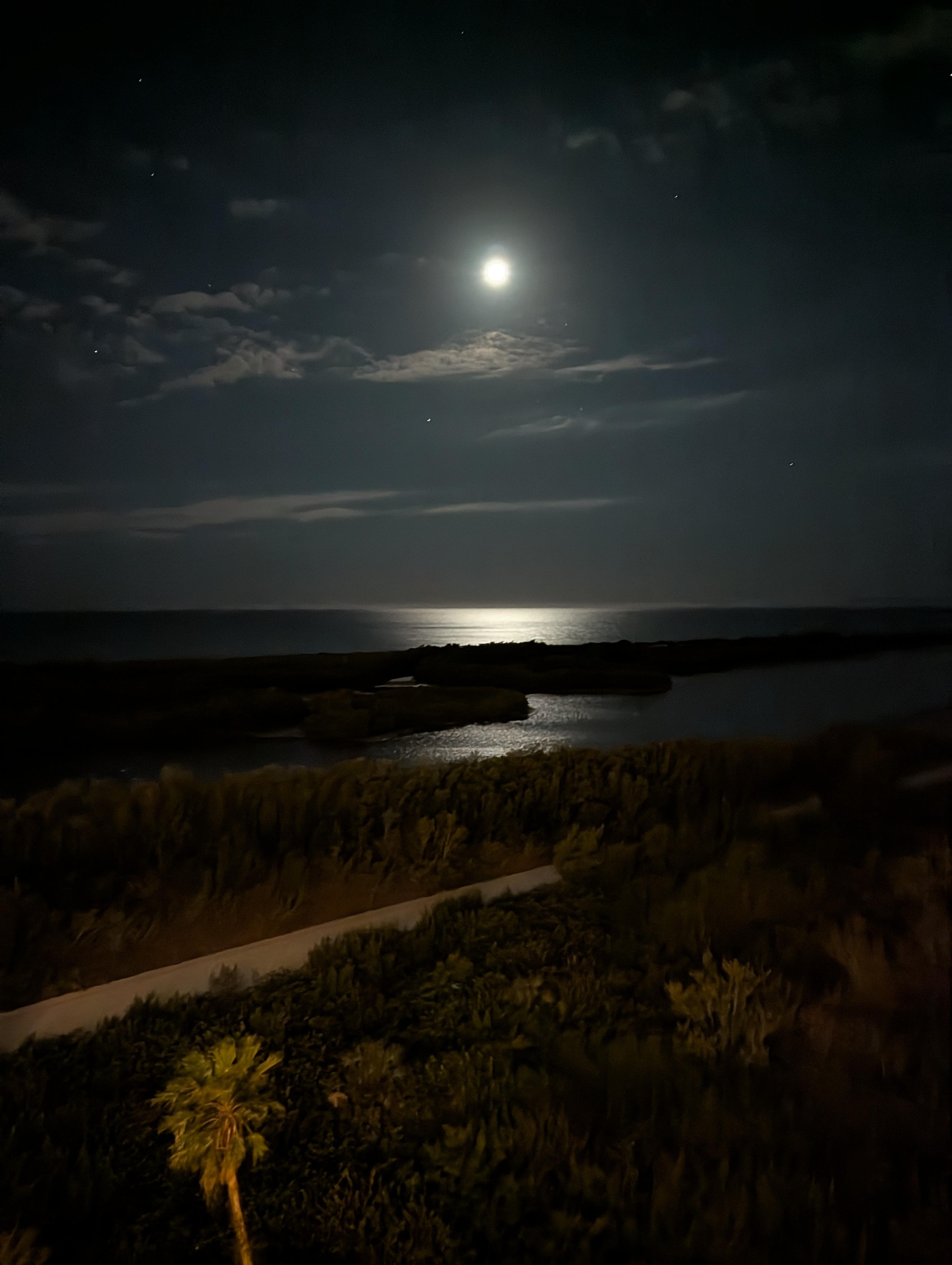 Moon over the Gulf, from our balcony.