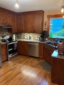 Beautiful large kitchen with modern appliances.