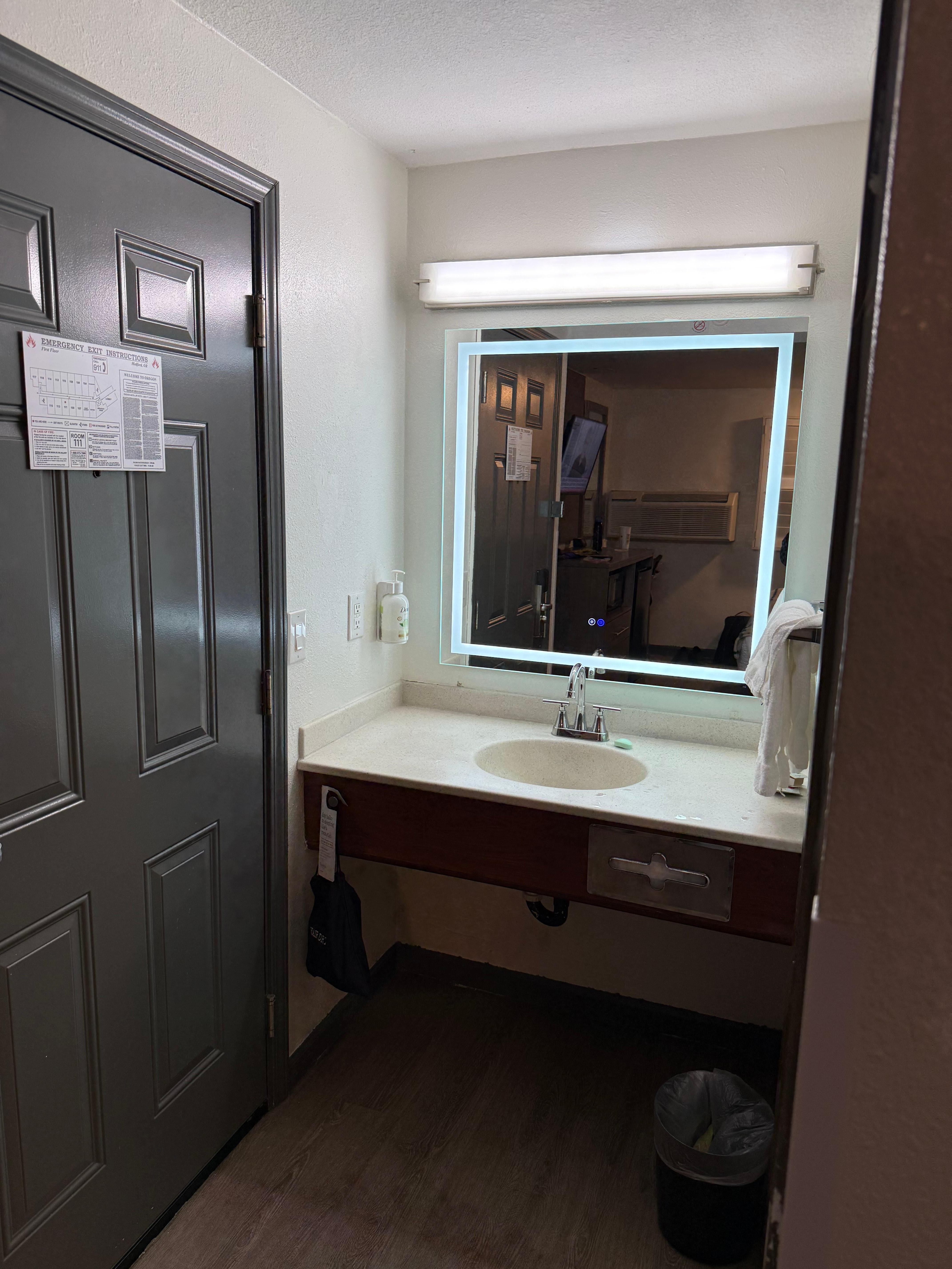 Loved the lighted mirror.