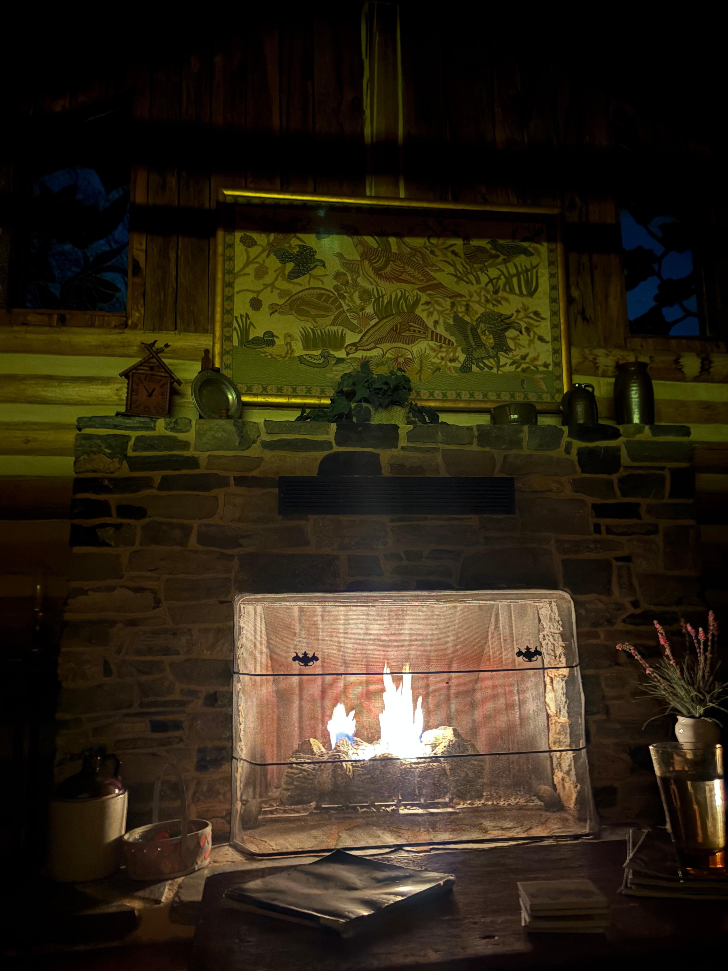 The fireplace!