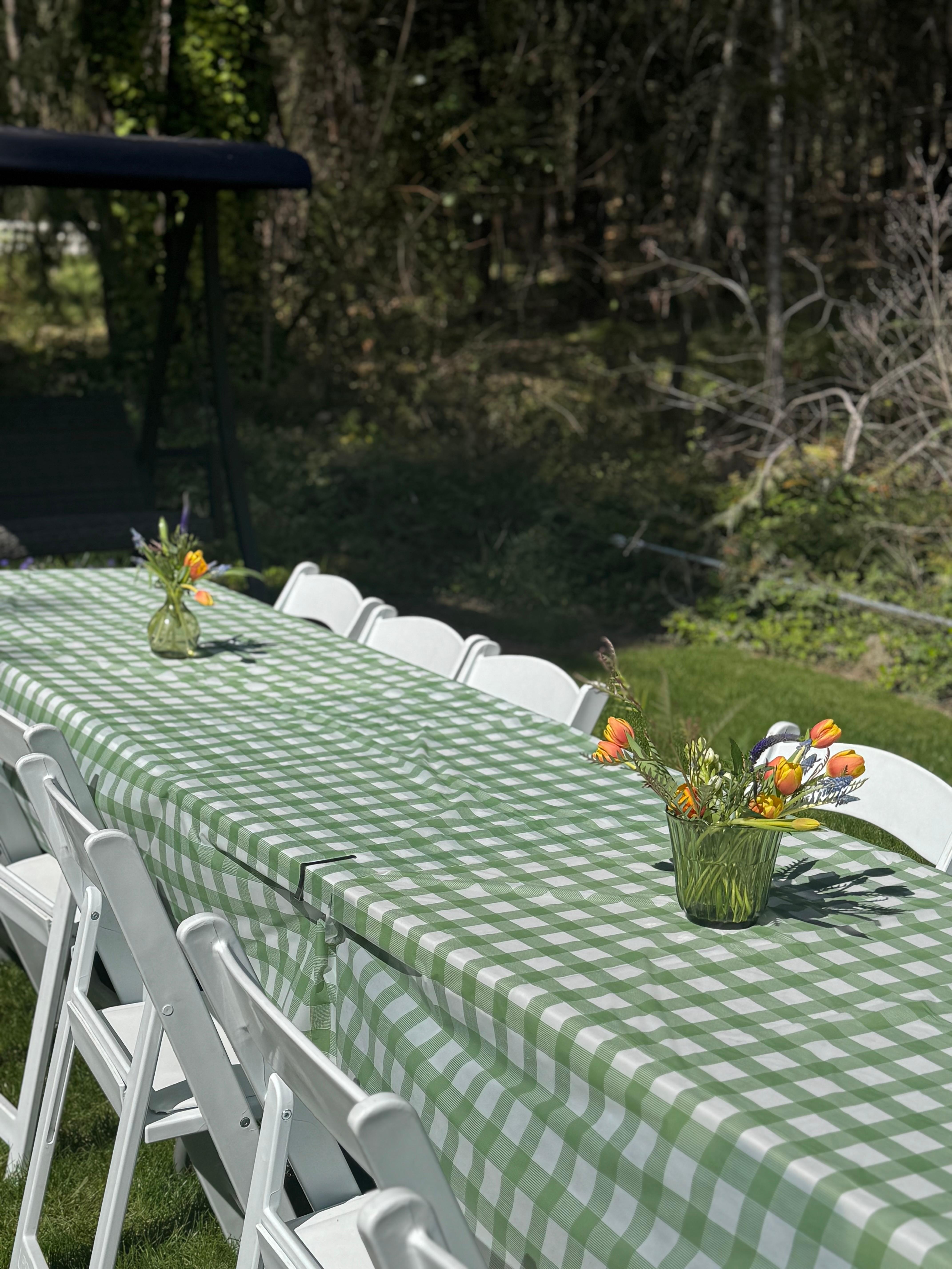 Brought our own tables / chairs. Nice level lawn for hosting !