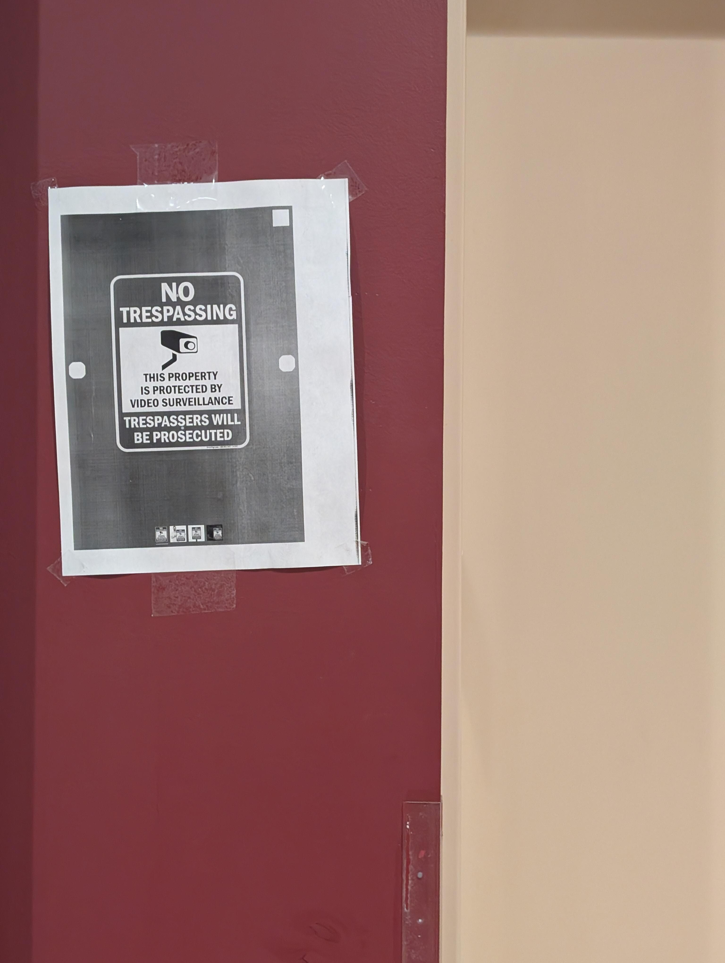 Print out of photo of sign being used as a sign.