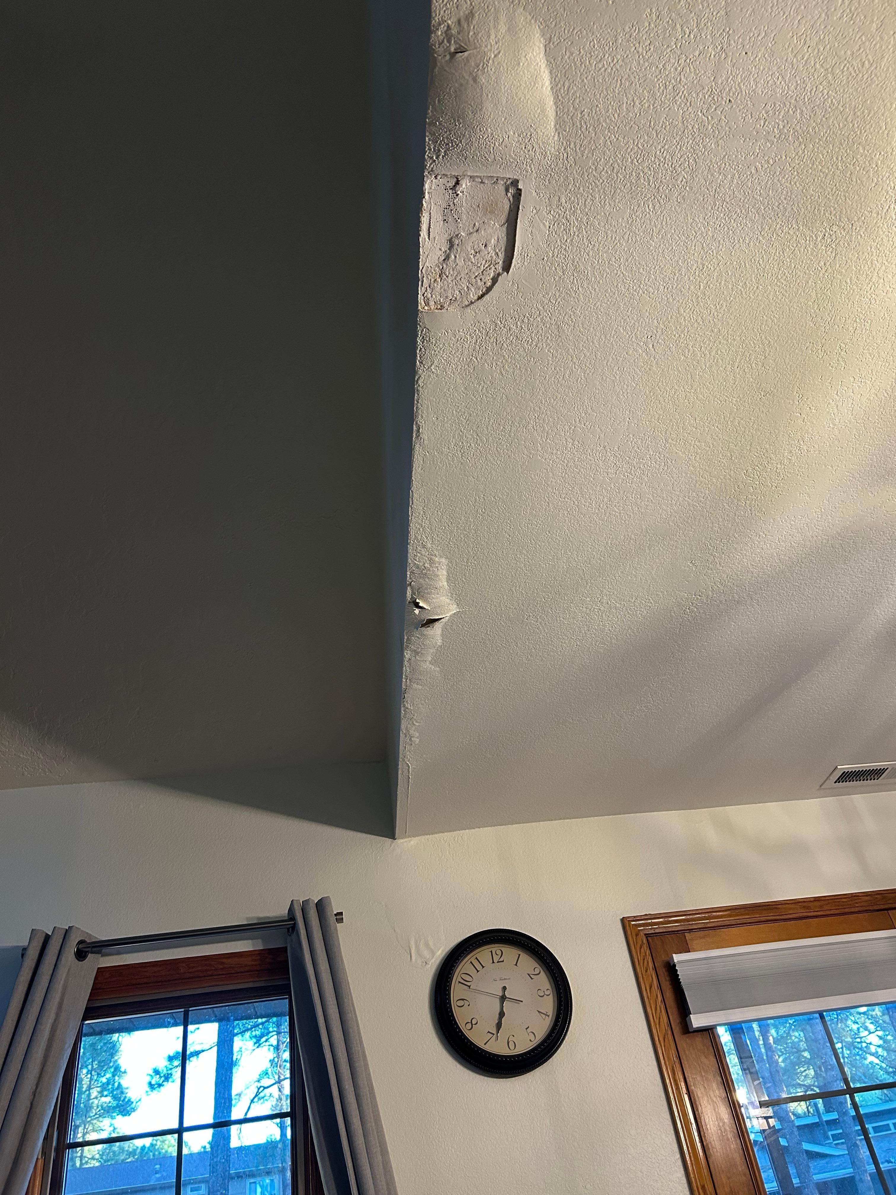 Water damage on ceiling.