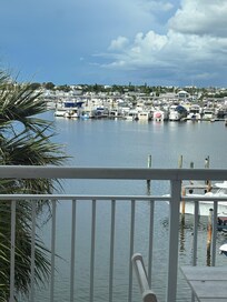 Our first day. Balcony overlooking the harbor and marina