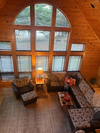 Looking down from the reading nook.