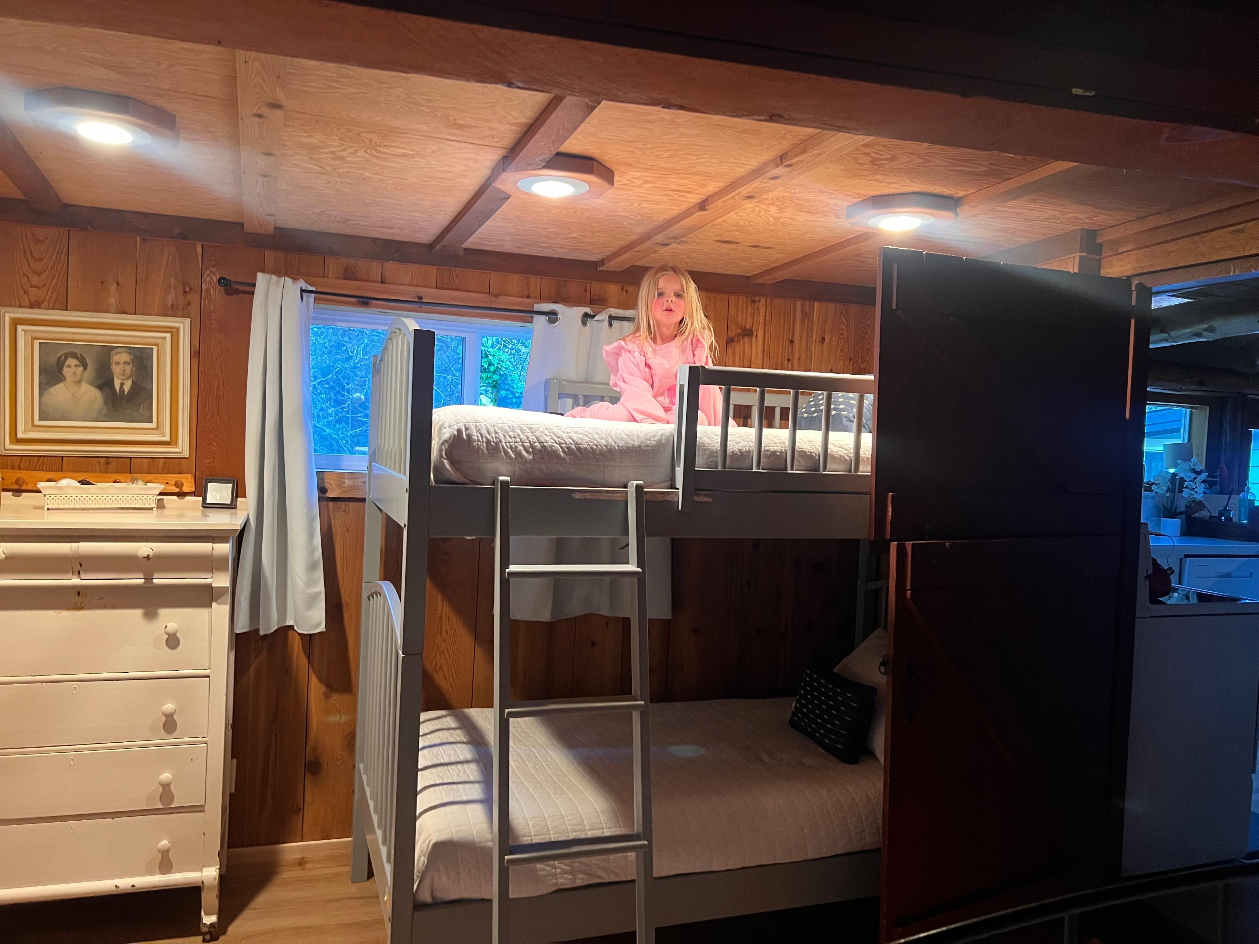 Our daughter enjoying the bunk beds
