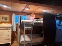 Our daughter enjoying the bunk beds