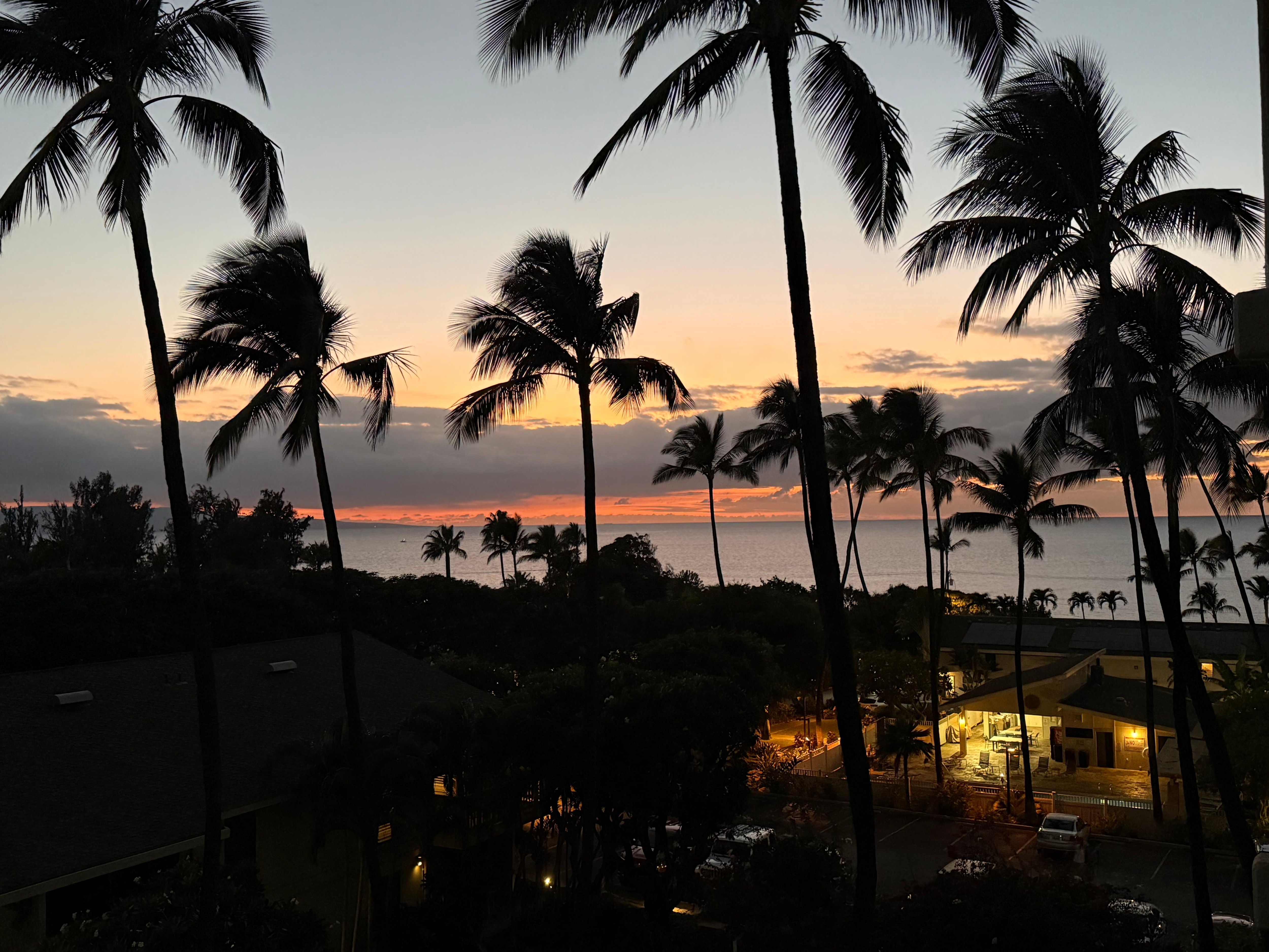 Nice sunsets visible from balcony.  If you bring your binoculars, you may see whales from the balcony. We did. 