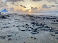 The beach in front of the house we stayed in.