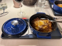 Lasagna in the hotel restaurant was delicious.