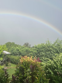View from the lanai with rainbow