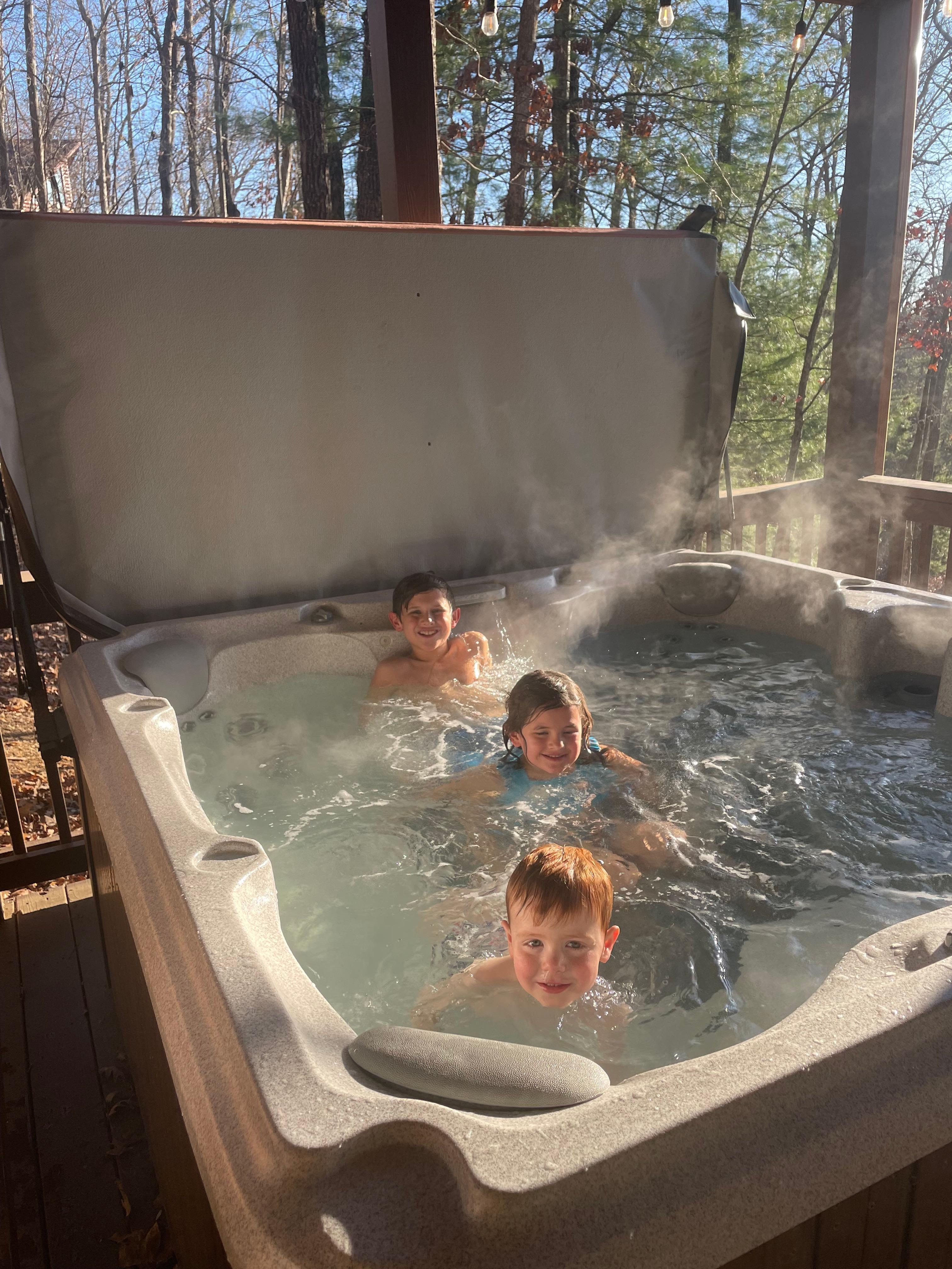 Grandkids in the jacuzzi
