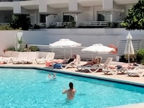 Playing ball in the smaller pool