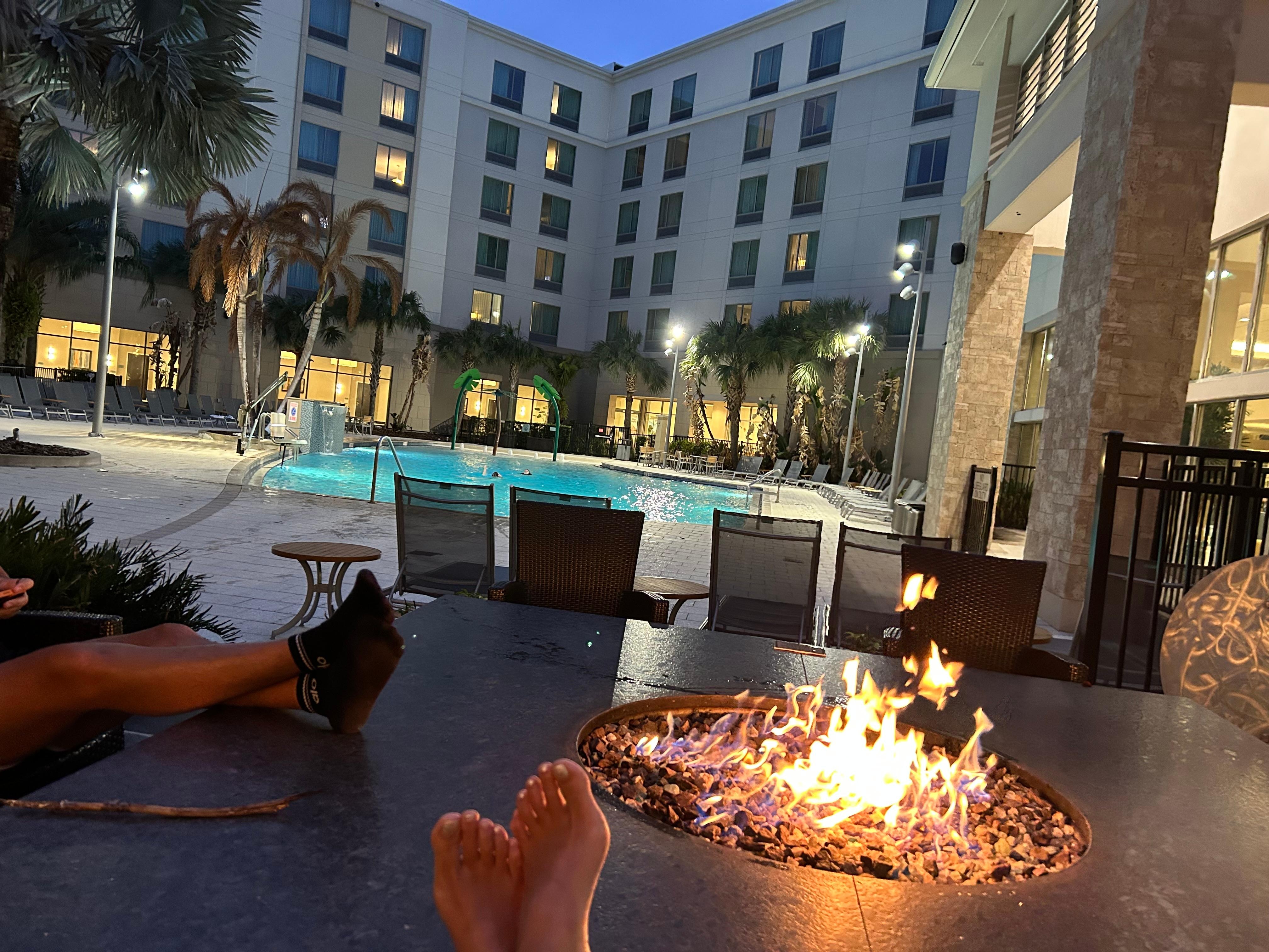 The new bonfire at night was the perfect touch. 