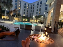 The new bonfire at night was the perfect touch.