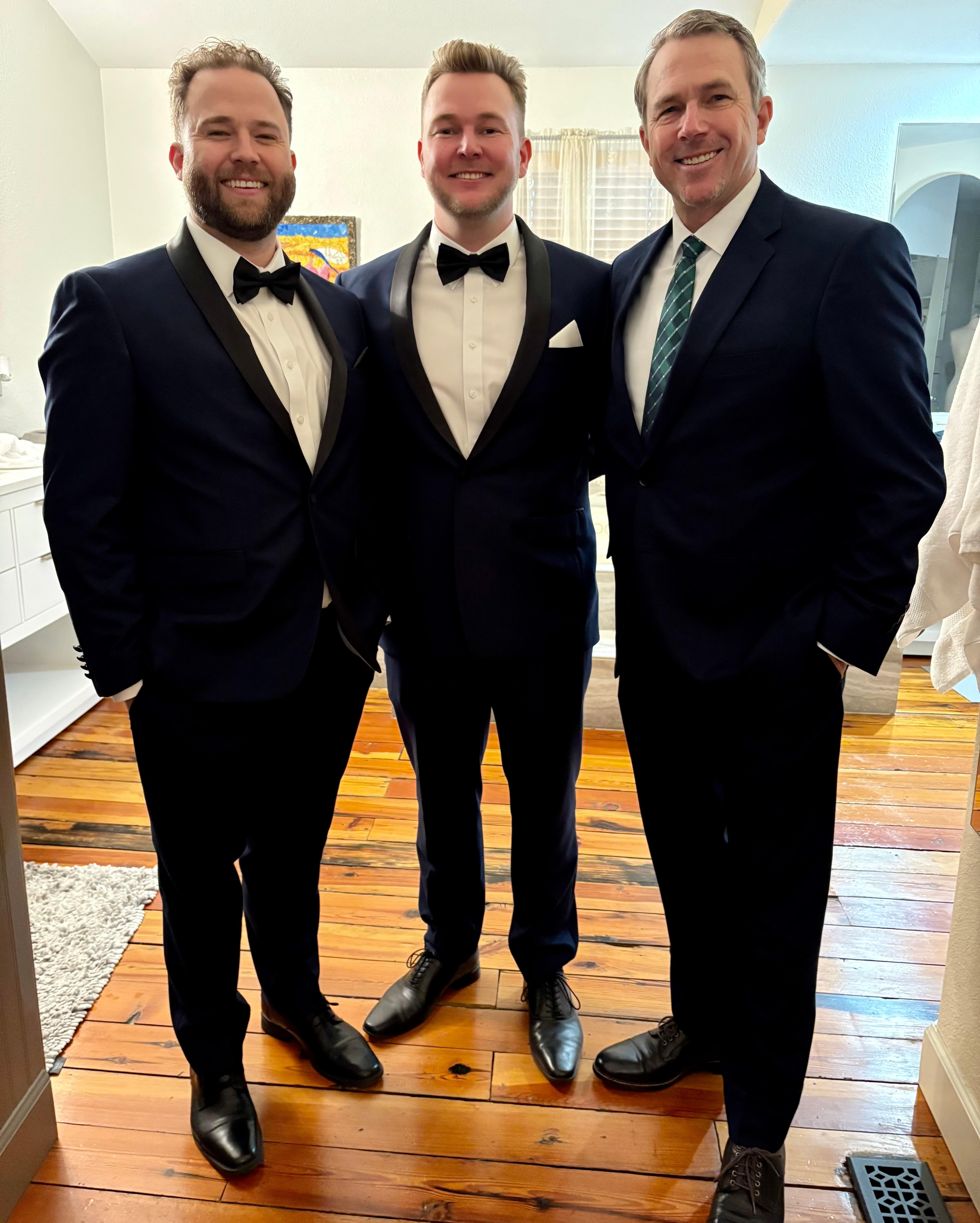 The Groom, Best Man, and Dad, getting ready for the big day