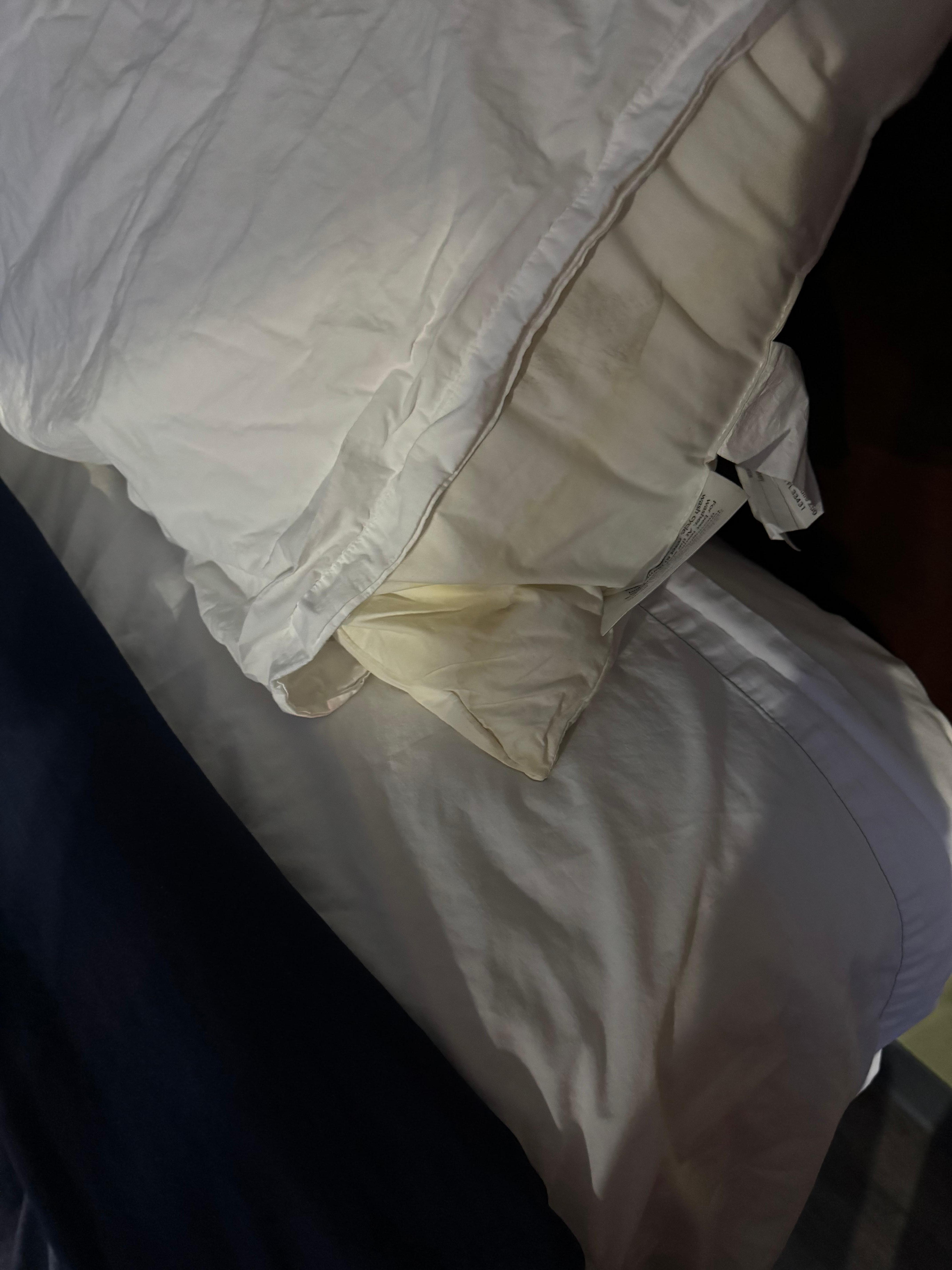 Stained pillow, mgr just offered to get a bigger pillow case to wrap around it.