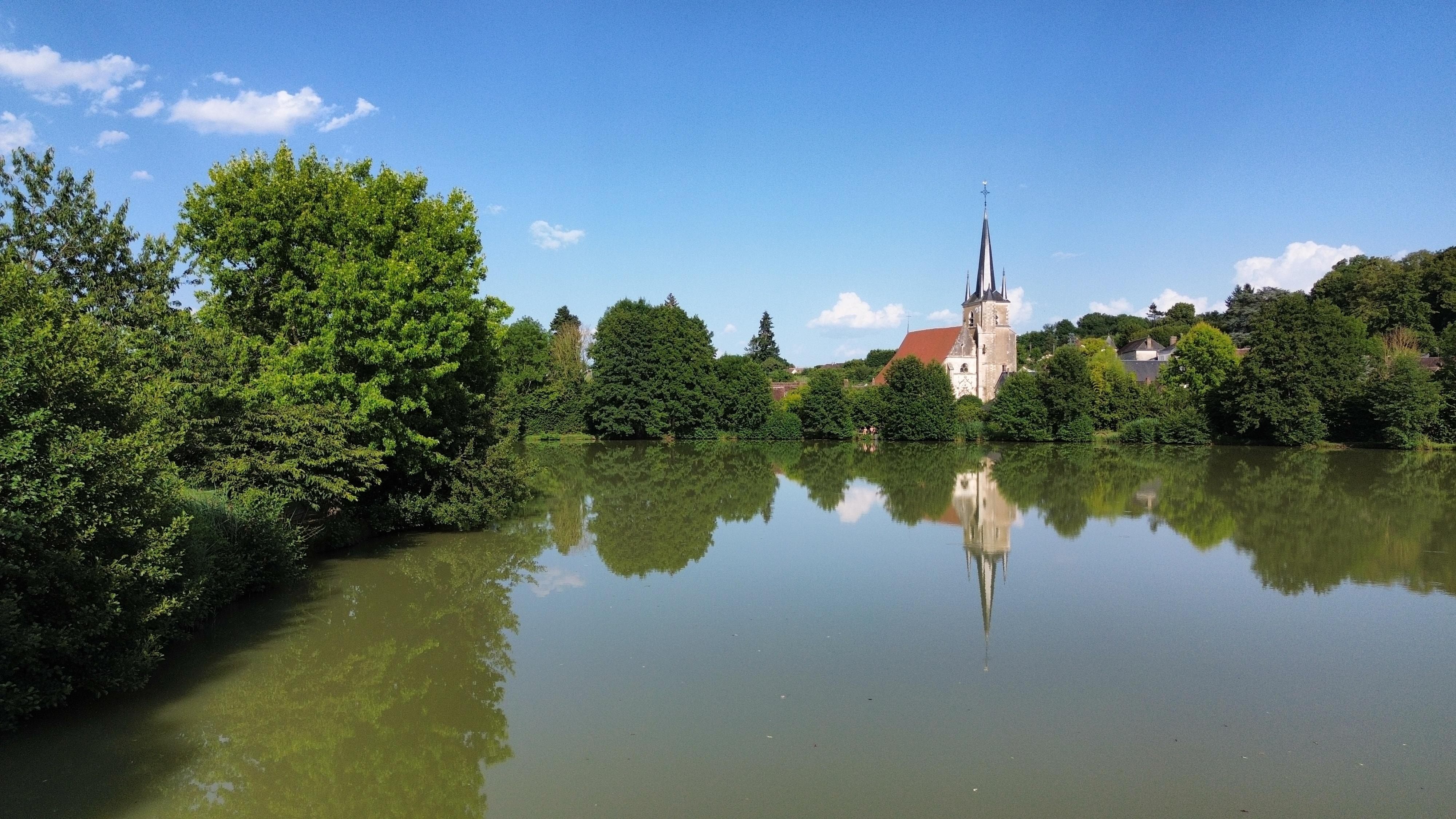 A view of the church from the lake.