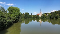 A view of the church from the lake.