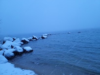 Christmas day snow at the private beach!