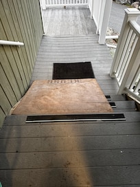 Construction sign we used to get my son into unit that was supposed to be WC accessible