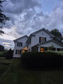The house at sunset from the driveway