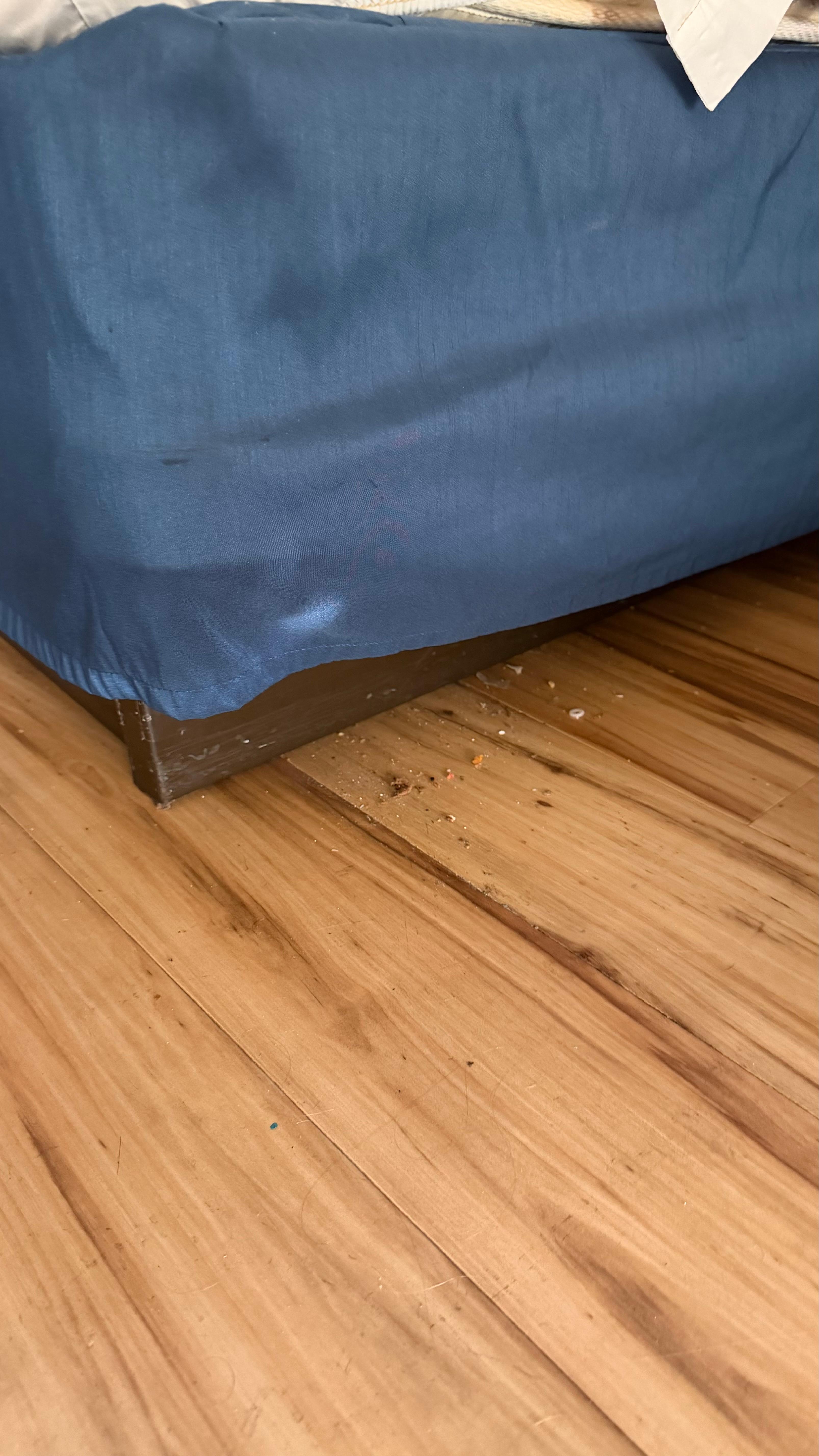 Floor was dirty as hell.