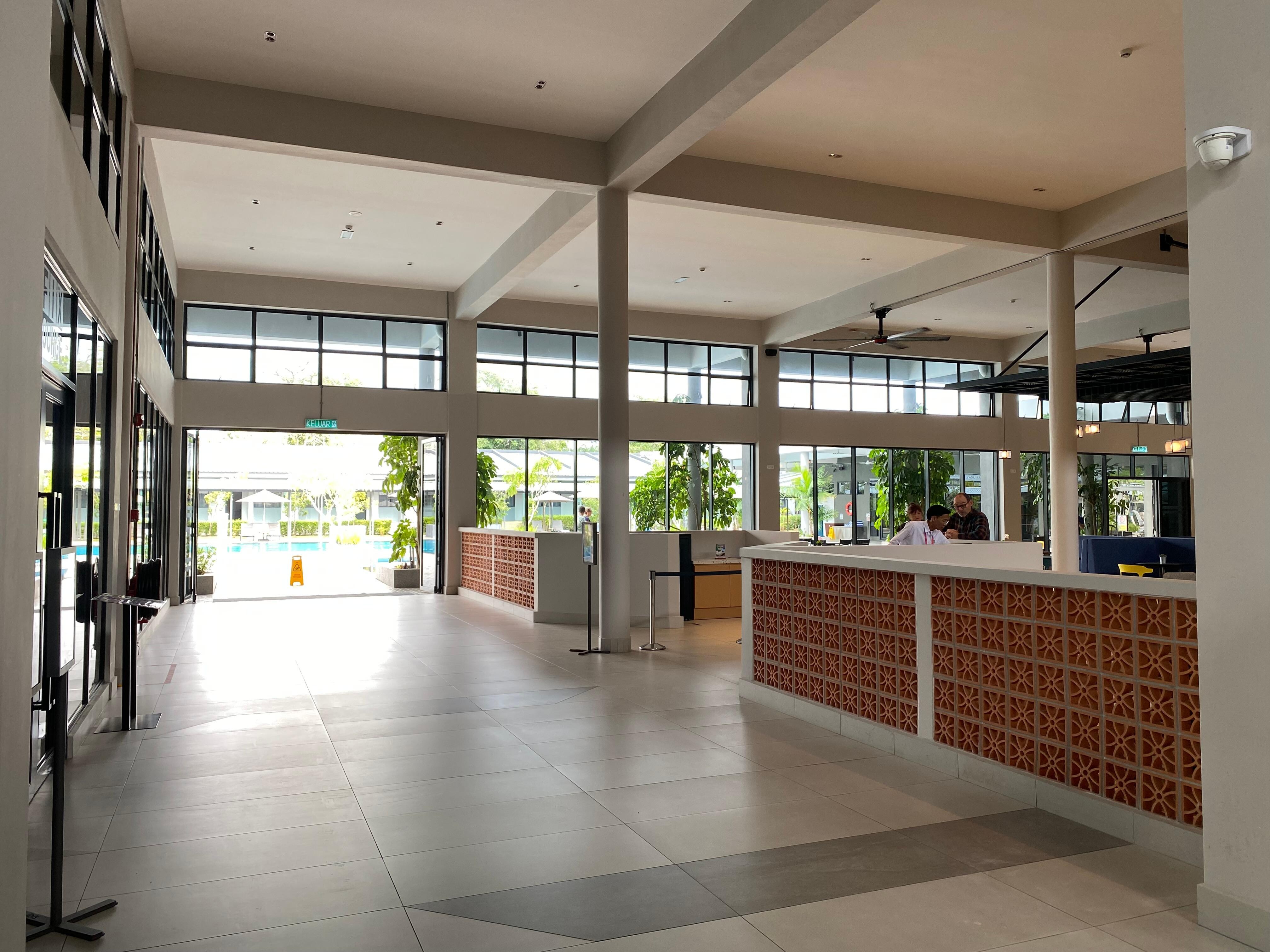 Buffet area leading to outdoor pool