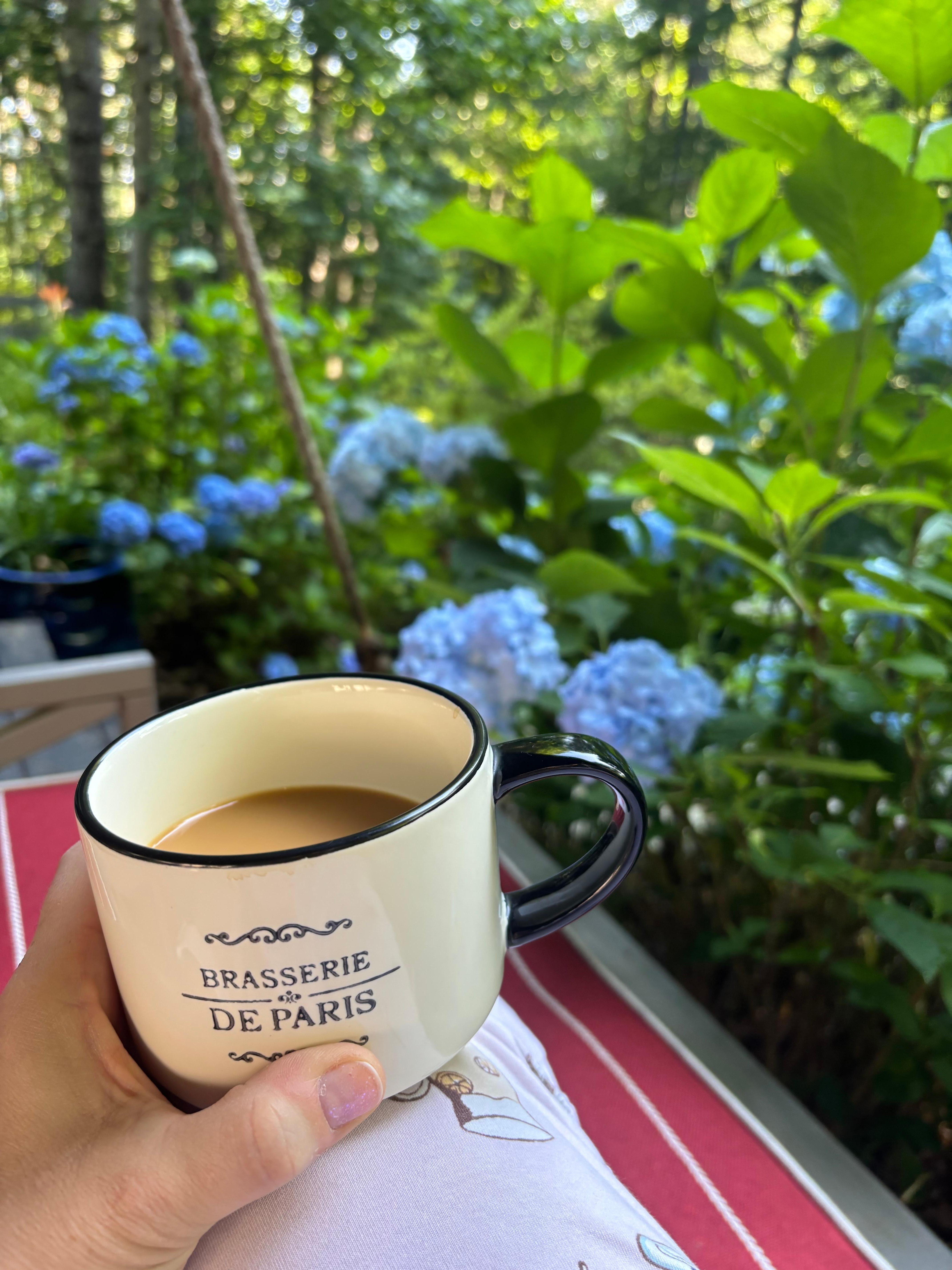 Coffee on the porch swing 