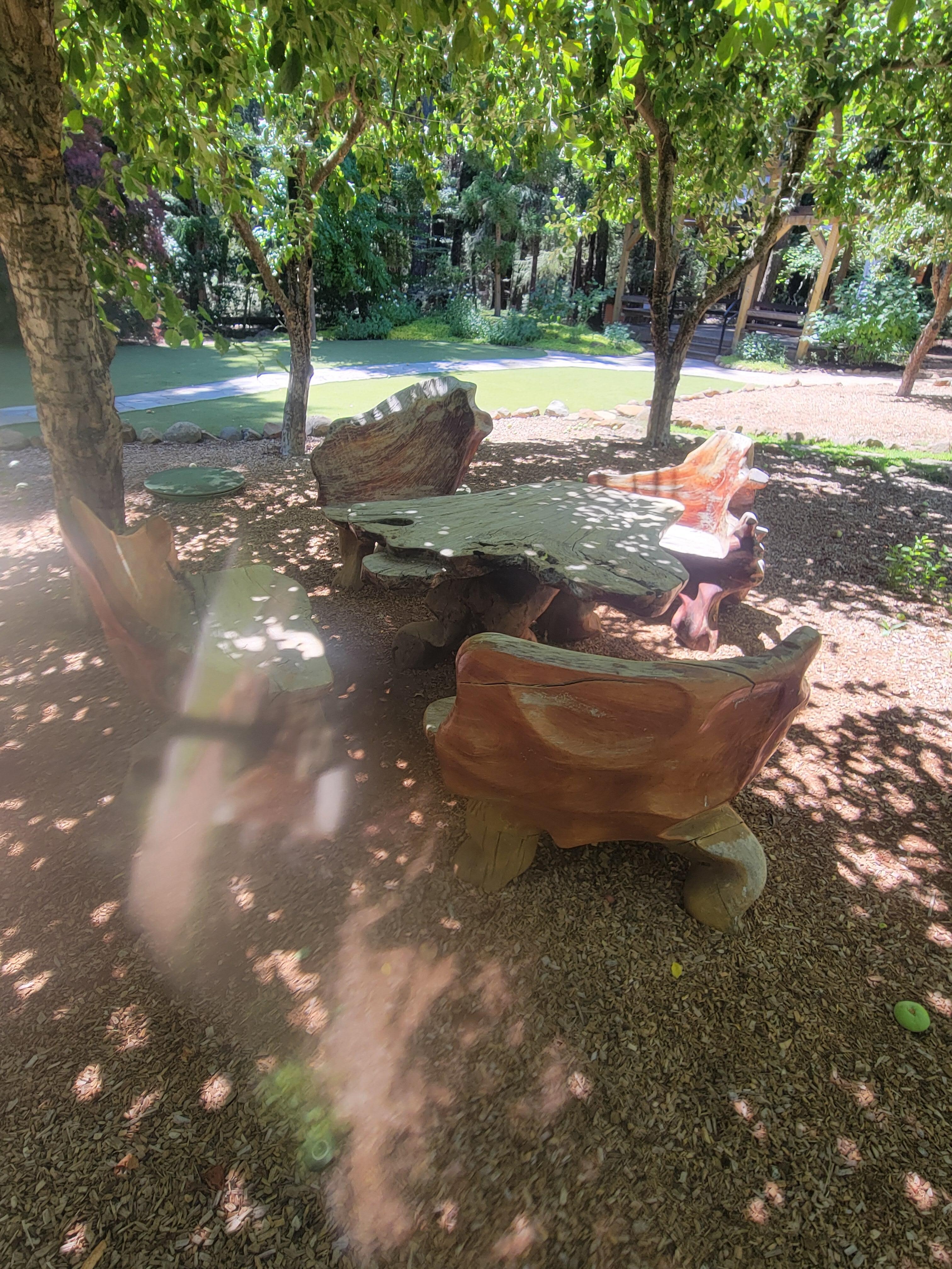 Seating under the trees