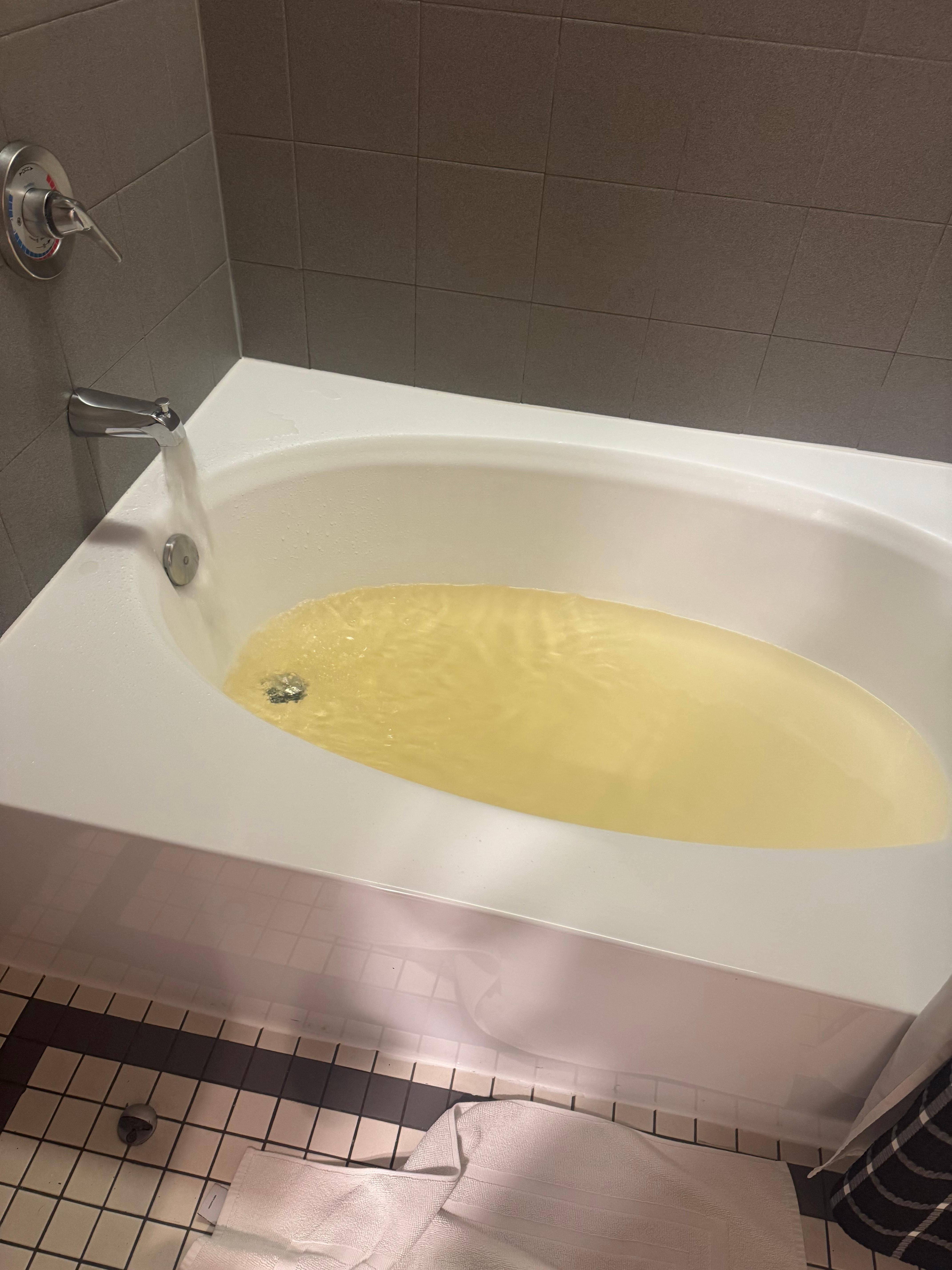 Brown water, about to take a shower