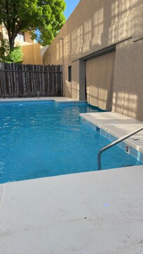 Outdoor side of indoor/outdoor pool.