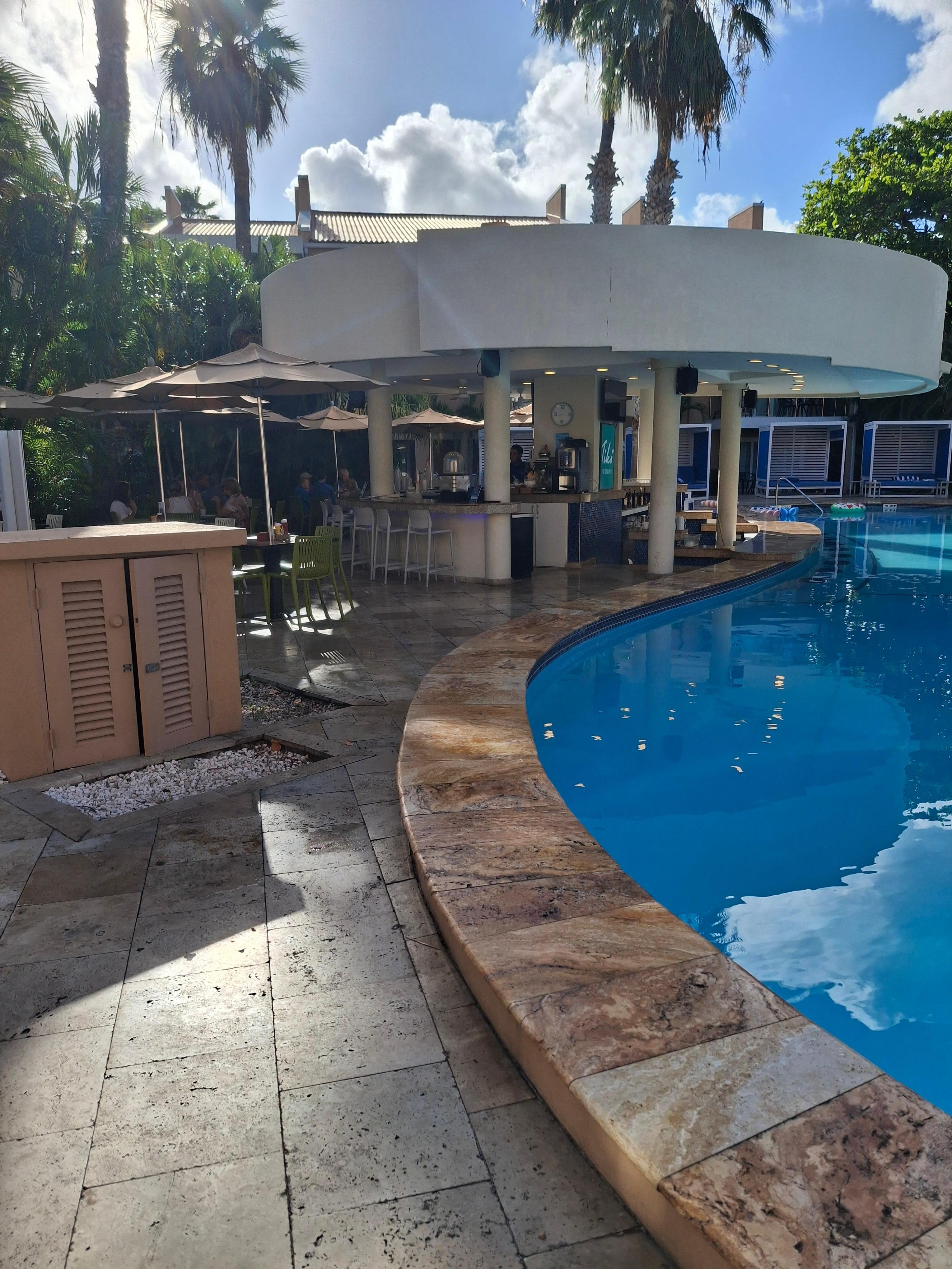 Tiki Bar and main pool at Divi Dutch 