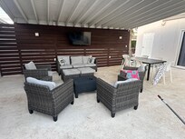 Outside covered area with TV