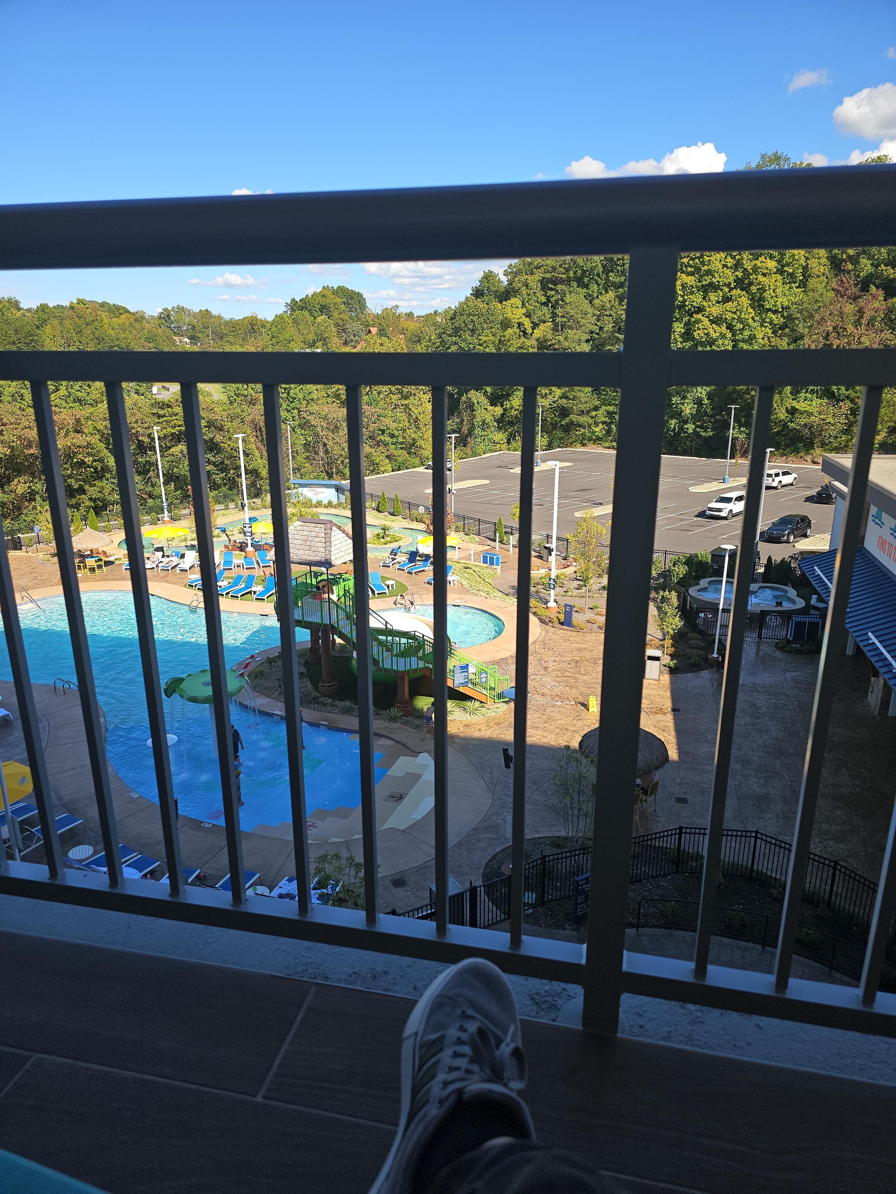 View from our balcony.  Pool side view